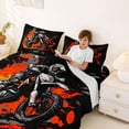 thumbnail image 3 of Castle Fairy Graffiti Dirt Bike Rider Bed Sheets 4pcs for Teens, Orange Splash Art King Sheets for Bedroom, Orange Black, 3 of 6