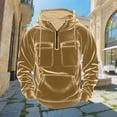 thumbnail image 2 of UVEASISHA Velvet Hoodies for Men Quarter Zip Hooded Sweatshirt Drawstring Long Sleeve Pullover Tops Multi Pocket Fashion Velour Hoodie Khaki XXL, 2 of 6