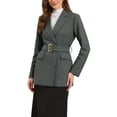 thumbnail image 4 of INSPIRE CHIC Work Blazer for Women Business Long Sleeve Collared Dressy Casual Belted Suit Jacket M Dark Gray, 4 of 6