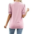 thumbnail image 5 of Dyegold Summer Tops for Women 2023, Womens Summer Tops Dressy Casual Solid Color Crochet Blouses Casual Flowy Shirts Tee Puff Sleeve V-Neck ​Tunic Tops, 5 of 5