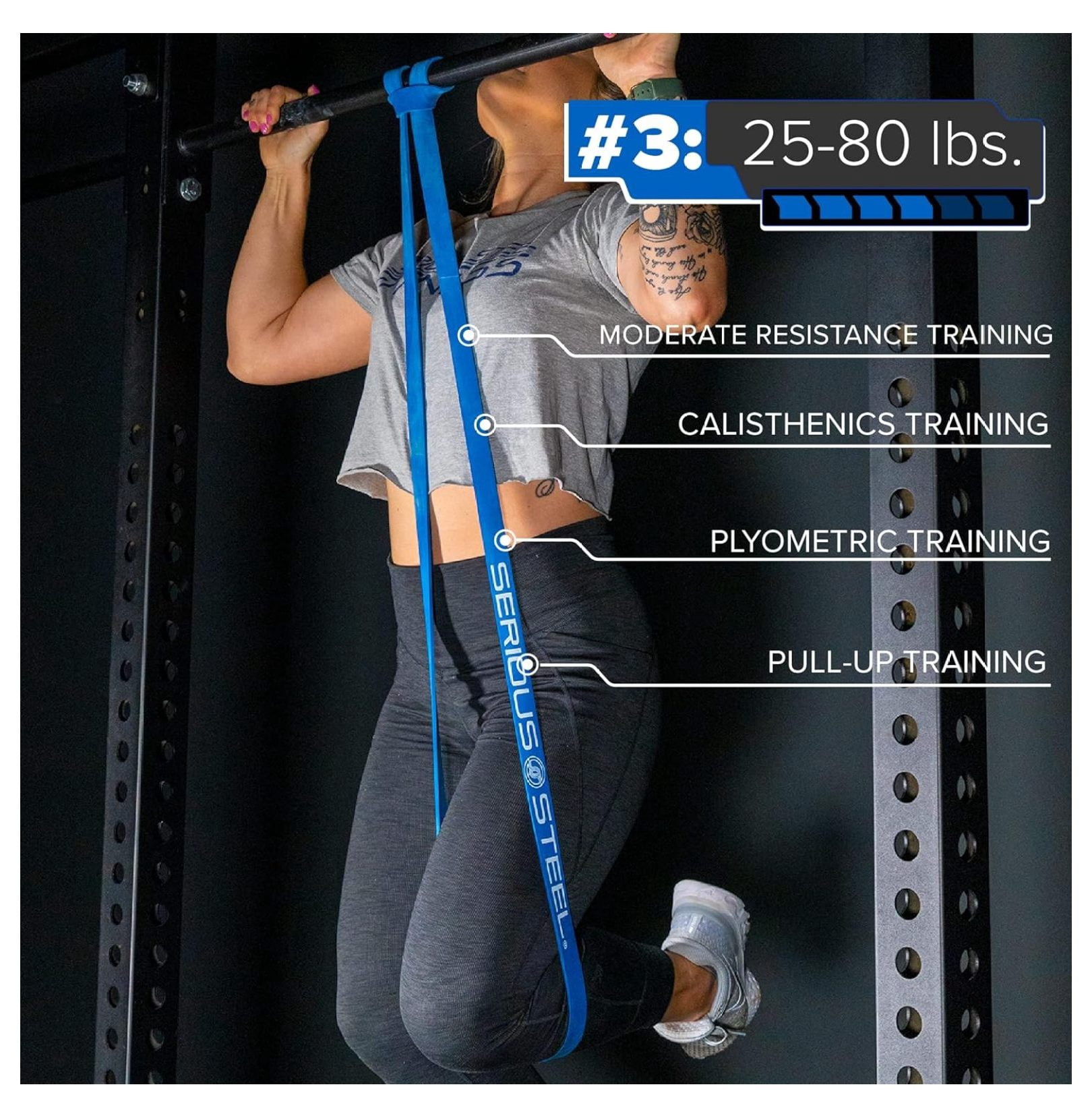 Serious Steel 41" Assisted Pull-up Band, Heavy Duty Resistance Band Sets, Stretching, Powerlifting, Resistance Training and Pull Up Assistance Bands