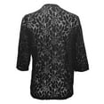 thumbnail image 4 of BODOAO Women's 3/4 Sleeve Bolero Shrugs Crochet Lace Open Cardigan Lightweight Casual Loose Fashion Tops Outifits Autumn Patterned Lace Hollow Lace Solid Color Five Quarter Sleeved Cardigan Black L, 4 of 6