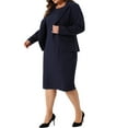 thumbnail image 5 of Agnes Orinda Plus Size Dress Suits for Women Two Piece Outfits Blazers Jacket and Sleeveless Dress Business Casual Suit Sets 4X Navy Blue, 5 of 7