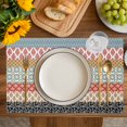 thumbnail image 2 of Placemat Boho Ethnic Placemats for Dining Table Bohemian Geometric Stripes Orange Washable Table Mats for Party Kitchen Dining Decoration, 2 of 7