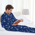 thumbnail image 4 of Mens Pajamas Set, Nautical Anchors A Button Down Long Sleeve Loungewear Sleepwear Pjs sets for Men, 4 of 5