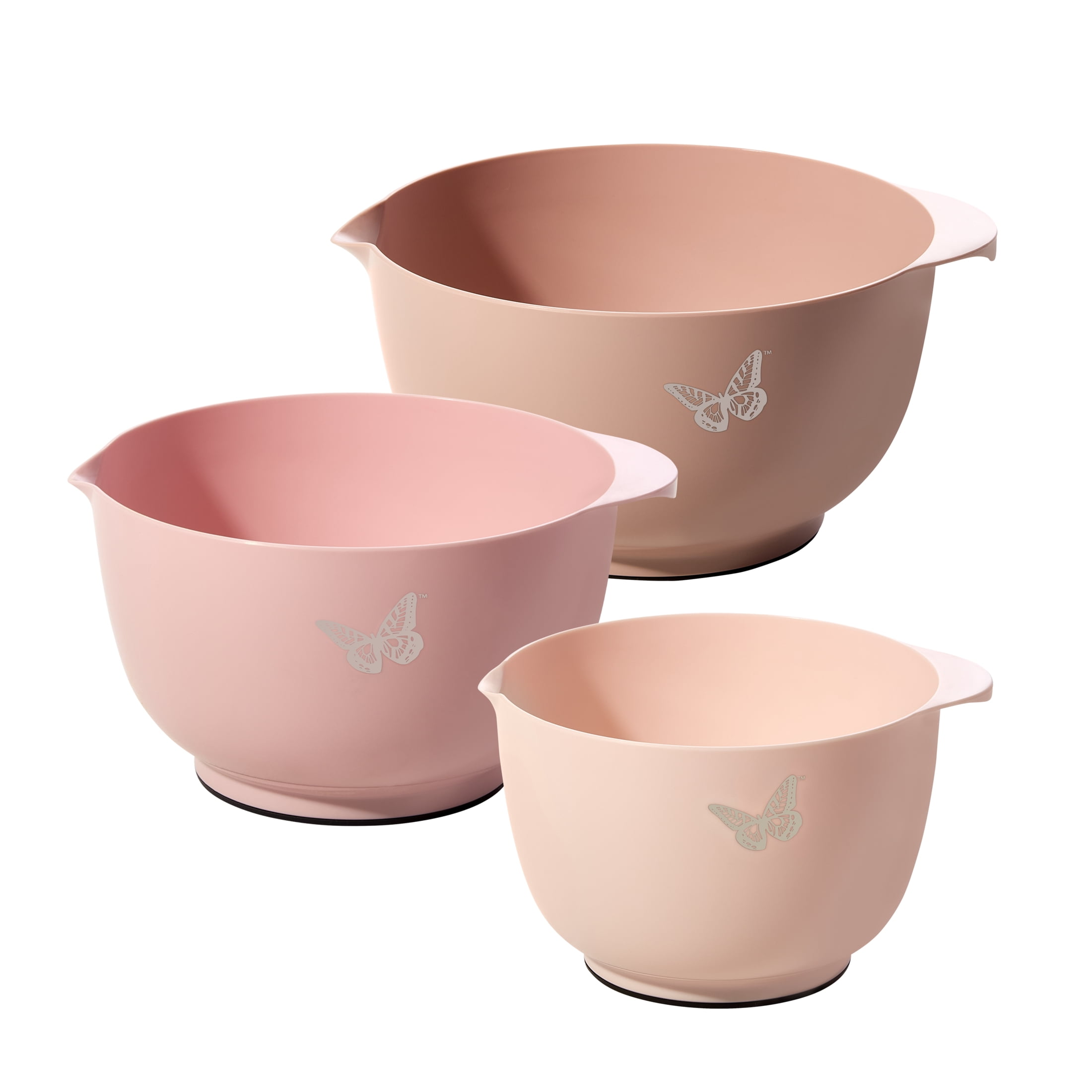 Dolly Parton Plastic Mixing Bowls with Mess-Free Spout, Blush