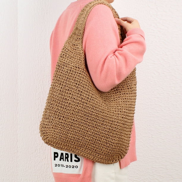 Bolsa Bolso de hombro de paja bohemio para mujer bolsos de vacaciones de playa tejidos de gran capacidad JShteea Para Estrenar Walmart en linea