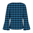 thumbnail image 5 of HLKJKLS Long Sleeve Shirts For Women 3/4 Bell Sleeve V Neck Pressed Pleated Solid Color T Shirt Cotton Like Spring Winter Blue M-4Xl, 5 of 8
