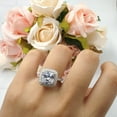 thumbnail image 5 of Halo Art Deco Cushion Cut Ring Blue Sapphire CZ 925 Sterling Silver Size 8, 5 of 7