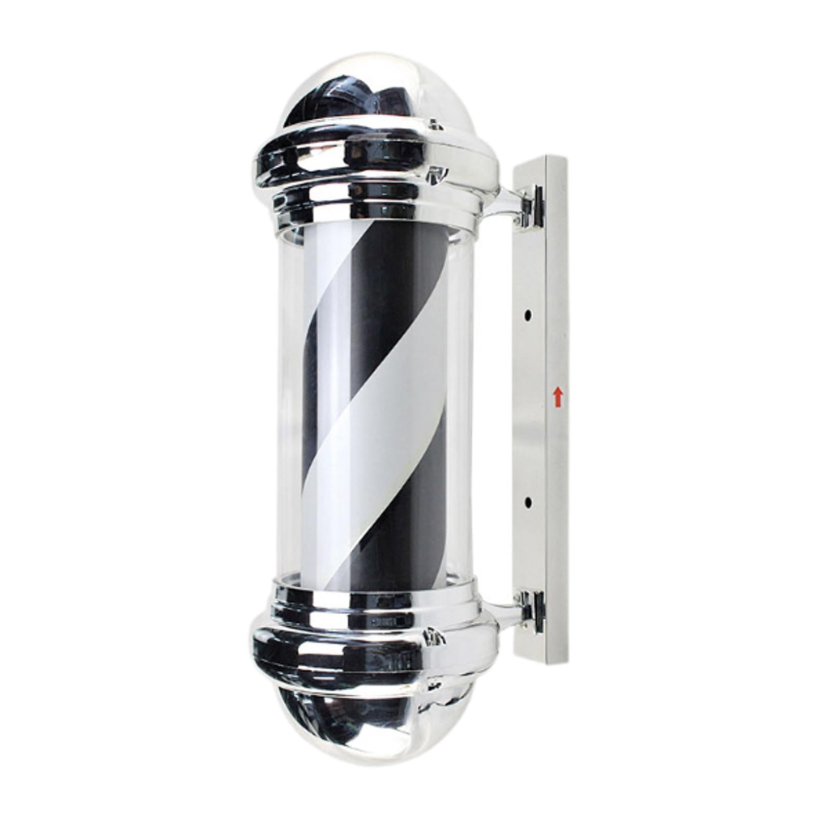 TOOYFUL Barber Pole Light Hair Salon Signage Light Sturdy,Waterproof,Salon Open Sign Light Salon Rotating Light for Indoor Hair Salon Black White