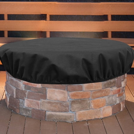RENACLIPY Fire Pit Cover Heavy Duty Oxford Fabric Black Fireproof Outdoor Patio Heater Protector