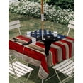 thumbnail image 3 of Square Outdoor Tablecloth with Umbrella Hole American Flag Outside Table Cloth Waterproof Patio Table Cover Blue Red USA Flag Retro Hockey Zipper Tablecloths for Picnic Party Camping 54x54 Inch, 3 of 8