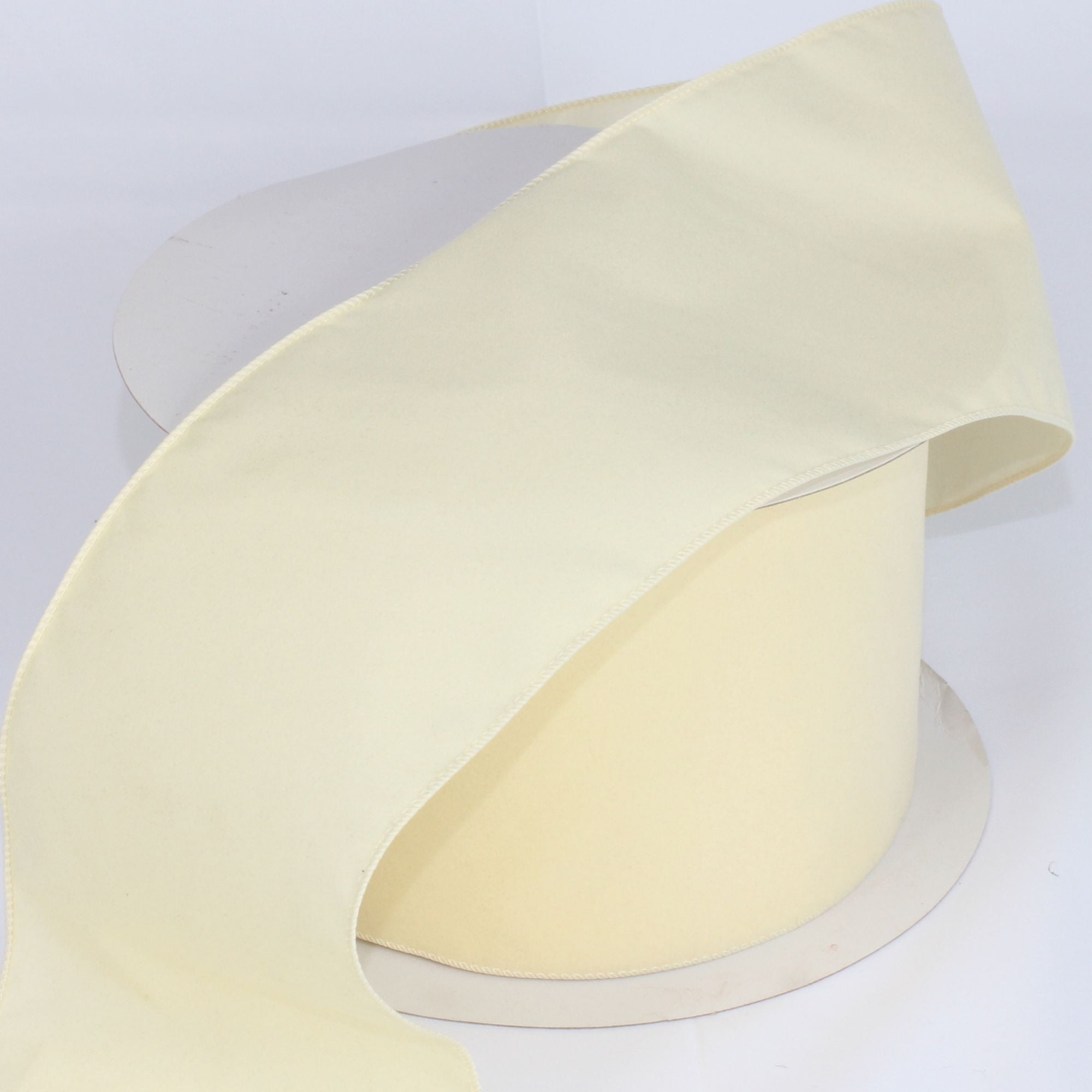 Velvet Creamy Ivory Wired Craft Ribbon 5" x 50 Yards