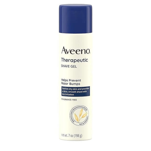 Aveeno Therapeutic Shave Gel with Oat and Vitamin E to Help Prevent Razor Bumps, Soothes Dry Skin and Provides a Close, Smooth Shave with Less Irritation, Fragrance-Free, 7 oz