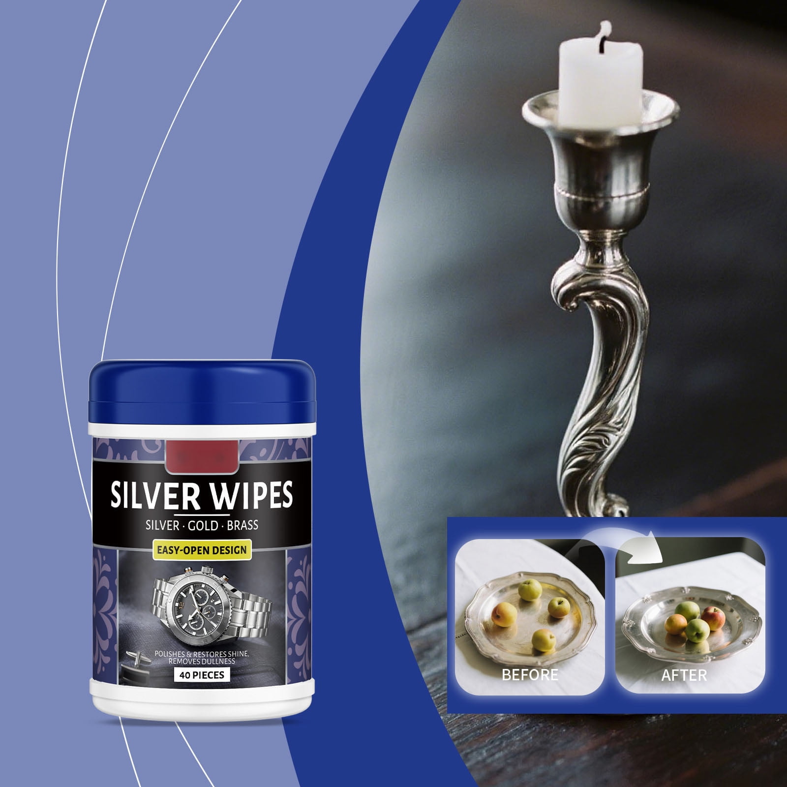 cpengpj Premium Silver Cleaning Wipes for Tarnish Removal, Anti-Tarnish Polishing Cloths for Jewelry, Tableware Restoration with Safe pH Formula
