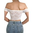 thumbnail image 6 of KelaJuan Women Lace Top, Off-shoulder Underwire Lightweight Summer Bustier Crop Top T-shirt, 6 of 6