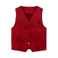 thumbnail image 4 of Lovzfmll Toddler Girls Suede Vest, Western Fringe Cropped Design, Open Front Warm Winter Wear for Style for 3-12 Years, 4 of 6