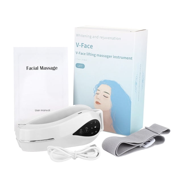 Masajeador Facial EMS, cinturón de elevación de línea en V, máquina de cinturón de elevación de mentón, luz roja y azul, LED, adelgazante Facial, masajeador de vibración, estiramiento Facial