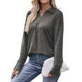 thumbnail image 4 of QAFOPEH Womens Polo Shirts V Neck Collared Tops Casual Buttons Long Sleeve Tunic Blouses, 4 of 7