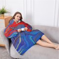 thumbnail image 5 of Oversized Wearable Blanket Hoodie,Blue Red Gold Marble Pattern Sherpa Blanket Hoodie with Super Pockets,Super Warm Fuzzy Pullover for Women & Men, 5 of 6