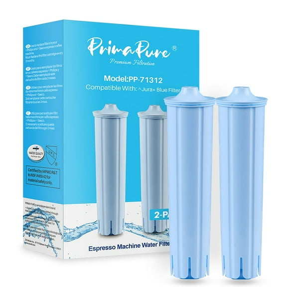2-Pack PrimaPure Coffee Machine Water Filter Replacement for Jura Capresso Clearyl Blue 71445, 67879, ENA3, ENA5, J6, J9, J95 Certified To NSF / ANSI 42 by IAPMO R&T
