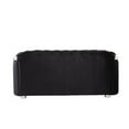 thumbnail image 3 of Benjara Loveseat with Button Tufting and Metal Trim, Black and Chrome, 3 of 5