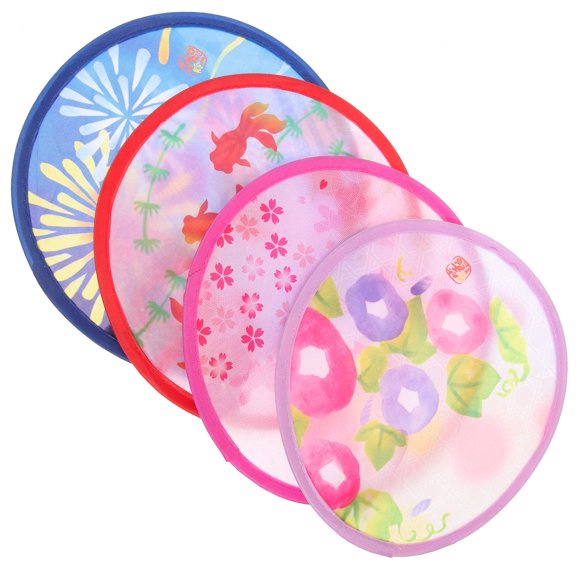 Worgeous 4 Pcs Round Japanese Folding Fan Foldable Fan Travel Women's 21.00X21.00X0.20CM