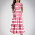 thumbnail image 2 of AINIYS Girls Summer Ruffle Sleeve Loose Fit Long Dress with Pockets Pink 8 Years, 2 of 7