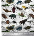 thumbnail image 1 of Soimoi White Modal Satin Fabric Beetle & Honey Bee Insects Fabric Prints by Yard 42 Inch Wide, 1 of 3