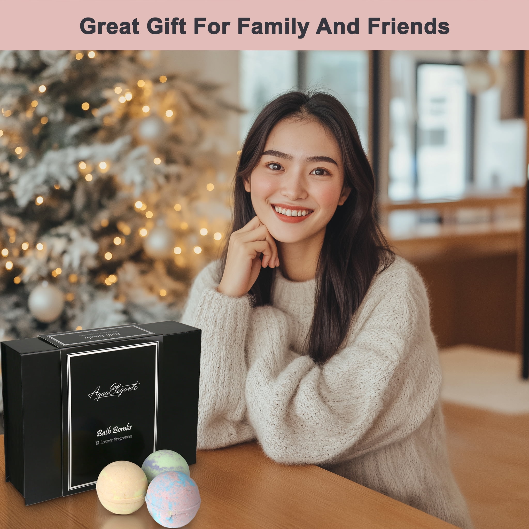 Aqua Elegante Luxury Bath Bombs For Women - Gift Set of 12 Large Bathbombs With Organic Essential Oils