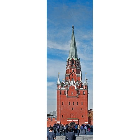 Tourists at Trinity Tower Kremlin Moscow Russia Canvas Art - Panoramic Images (27 x