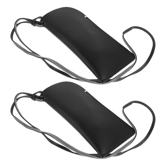 ETEREAUTY 2Pcs Portable Glasses Organizer Pouch Black PU with Drop Proof Design for Travel Use