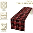 thumbnail image 4 of Black Red Buffalo Plaid Snowflake Christmas Table Runner, Winter Xmas Seasonal Holiday Dinner Table Decoration for Home Living Room Kitchen Dining Room 13x90in, 4 of 5