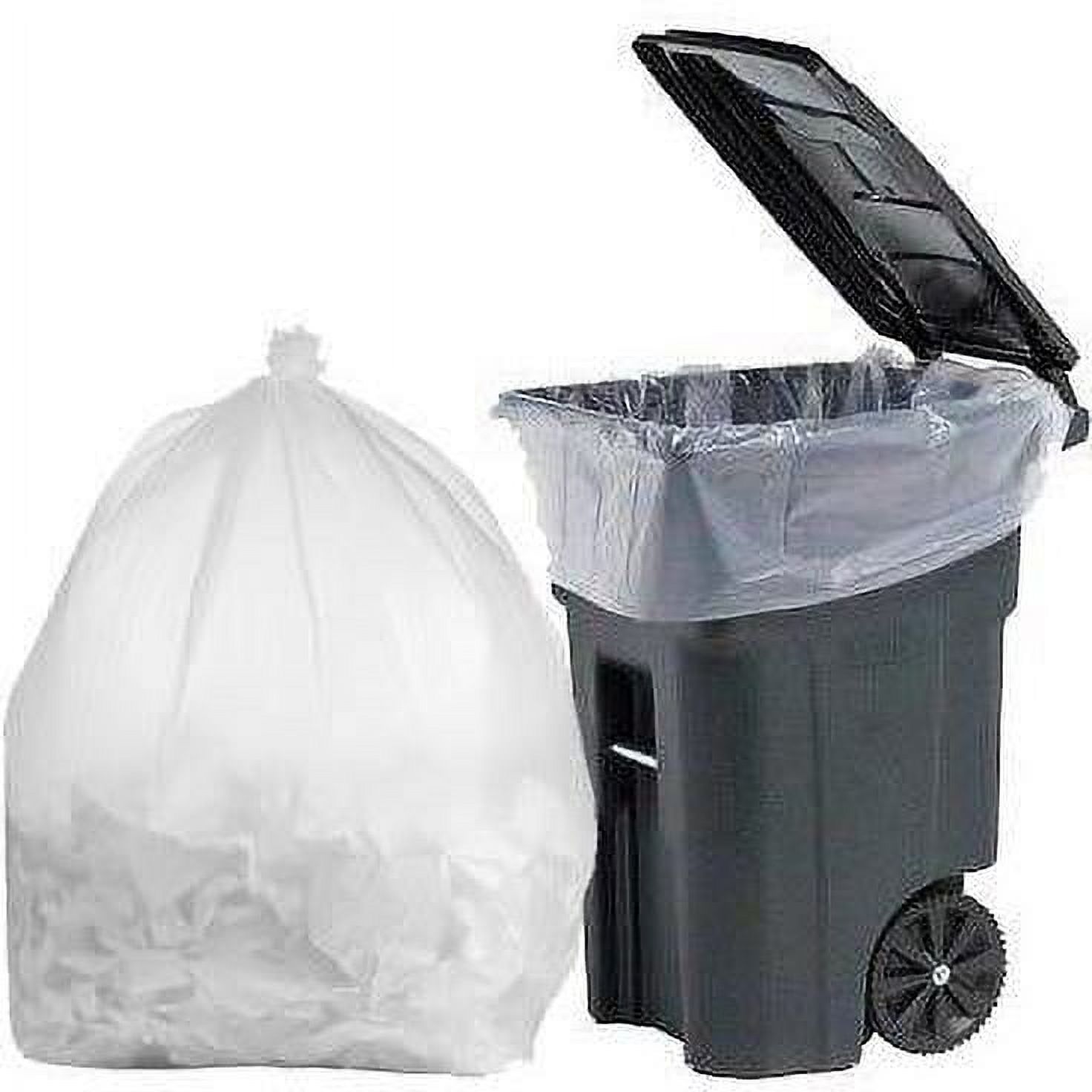 PlasticMill 95 Gallon, Clear, 2 Mil, 61x68, 10 Bags/Case, Heavy Duty, Garbage Bags / Trash Can Liners.