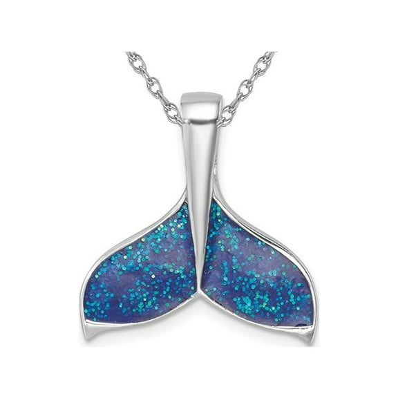 Gem & Harmony Whale Tail Charm Pendant Necklace in Sterling Silver with Chain for Women