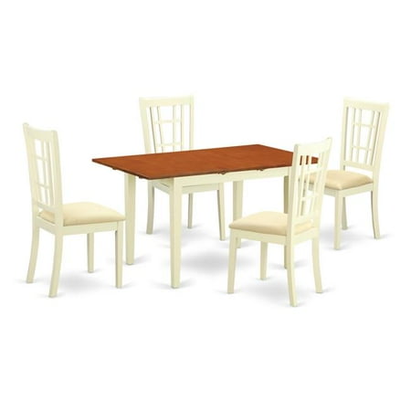 Cherry Dinette - Microfiber Dinette Set - Kitchen Table & 4 Chairs, Buttermilk & Cherry - 5 Piece