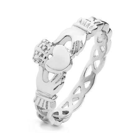 Stainless Steel Celtic Knot - ELYA Celtic Knot Claddagh Stainless Steel Ring (7.5mm)