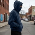 thumbnail image 4 of qolati Zip Up Hoodies for Men Fuzzy Sherpa Warm Face Mask Fall Winter Warm Coats Wind-Resistants Fleece Double Hooded Sweatshirts Jackets with Pocket, S-3XL, 4 of 7