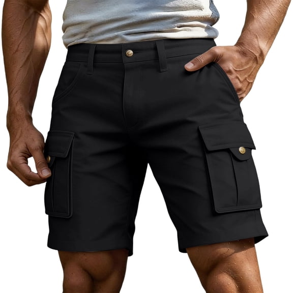 PIMSSY Men Shorts Solid Color Casual Workwear Shorts For Everyday Comfort Lightweight Shorts With Flexible Fit And Breathable Fabric Summer Outdoor Male Holiday Bottoms