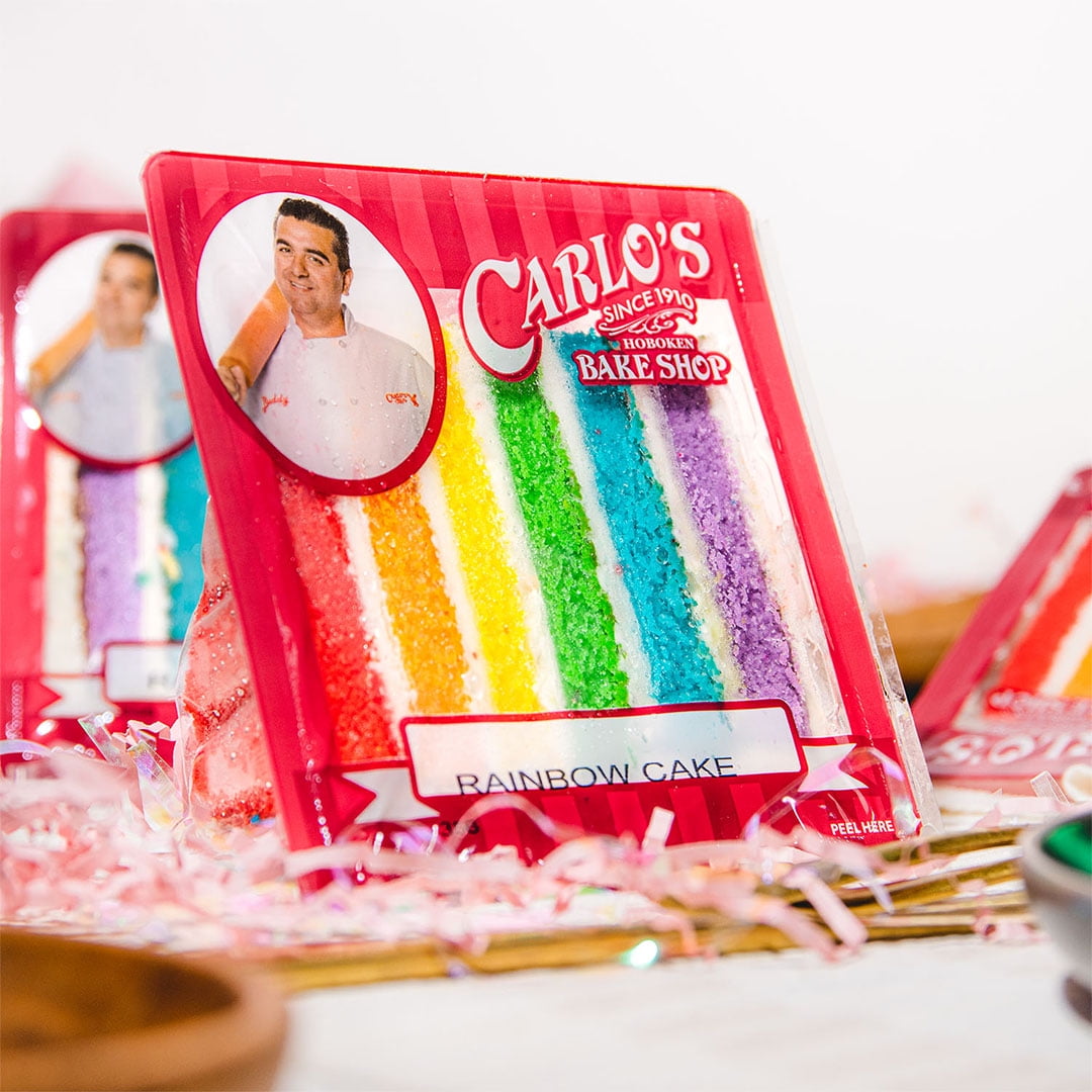 Carlo's Bakery Rainbow Cake Slice, Vanilla Cake with Sweet Vanilla Icing, 7.4 oz, 1 Count, Refrigerated
