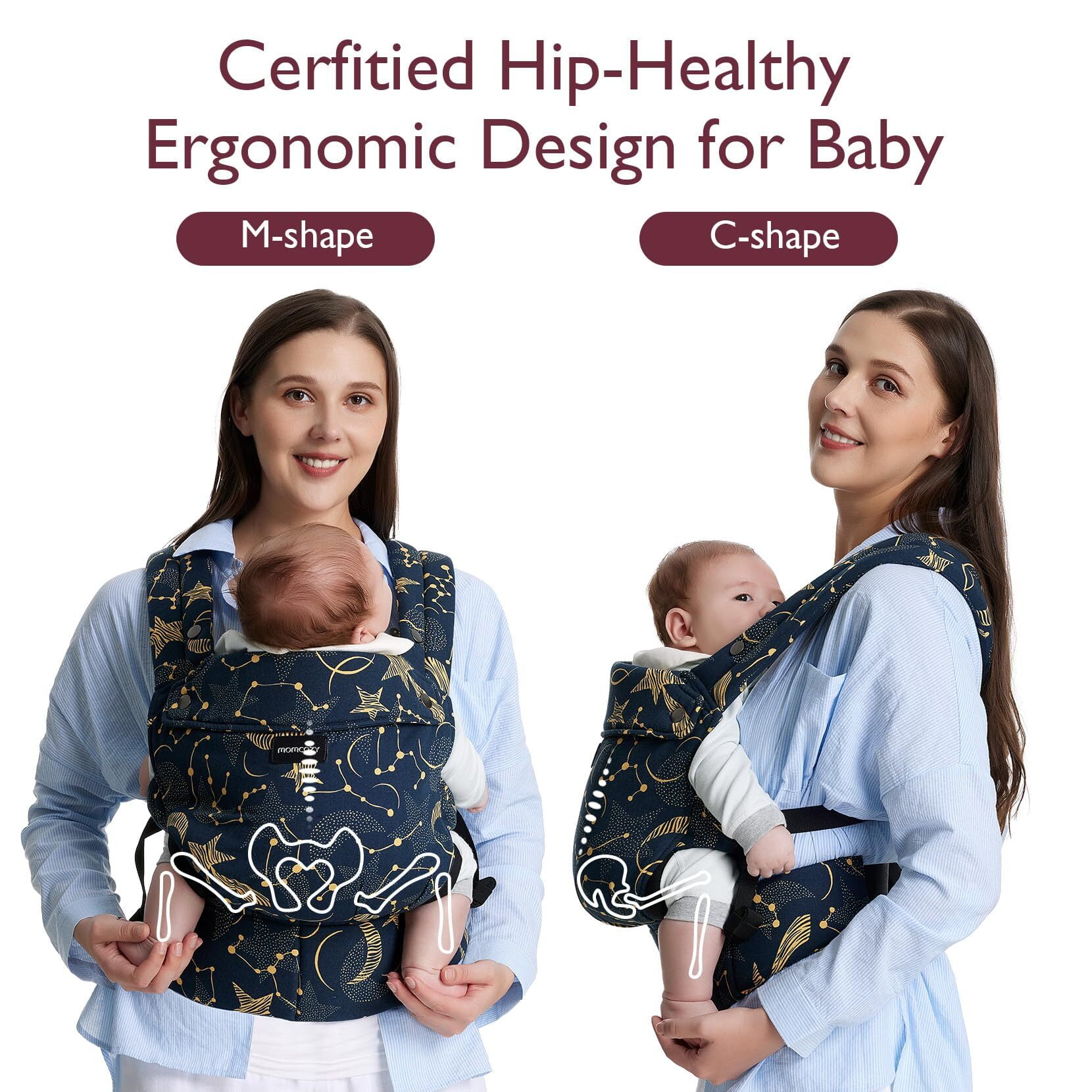 Momcozy Baby Carrier for Newborn to Toddler - Ergonomic, Comfortable and Lightweight for Babies 7-44 lbs, Easy to Wear, Hands Free, Enhanced Lumbar Support