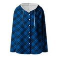 thumbnail image 5 of YueHuiYing Women's Casual Fashion Plaid Zipper Hooded Long-sleeve Hooded Thick Sweatshirt Pocket Coat Top, 5 of 5