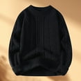 thumbnail image 3 of Quealent Mens Crewneck Pullover Sweater Waffle Textured Long Sleeve Knitted Sweaters (Black,M), 3 of 4