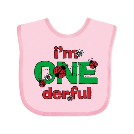 

Inktastic ONEderful Ladybug 1st Birthday Girls Baby Bib