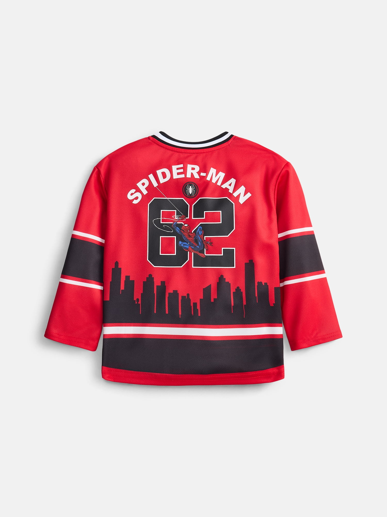 Spider-Man Toddler Boys Graphic Hockey Jersey with Long Sleeves, Sizes 12M-5T