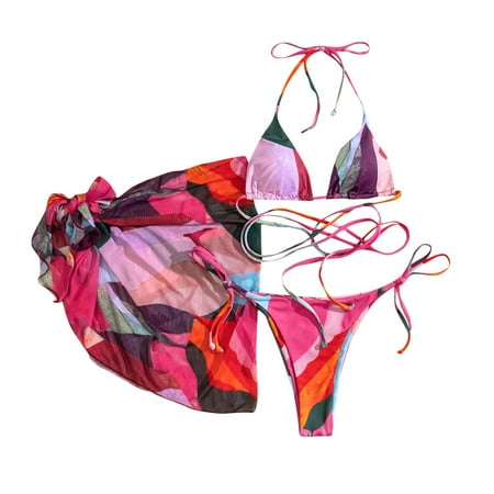 Aayomet High Waisted Bikini Bottom 3 With Cover Tie Bathing Side Bikini Skirt Up Women s Piece Beach Swimwears Tankinis Set Pink S