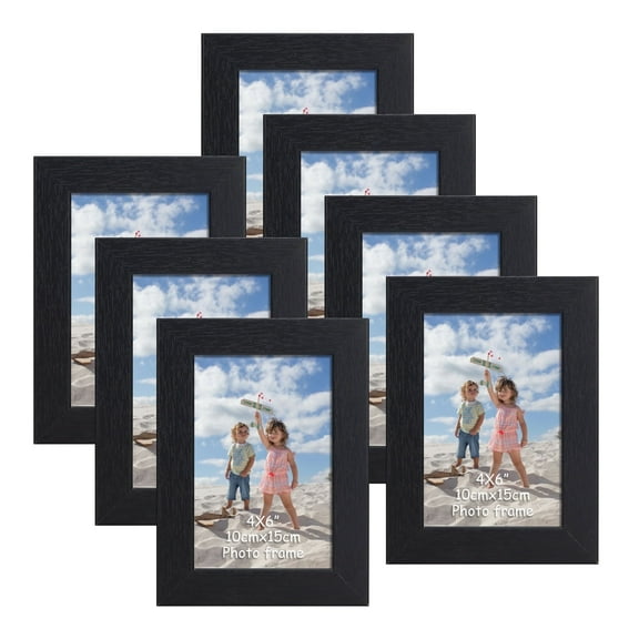 Giftgarden 4x6 Picture Frame Set of 7, Black 4 by 6 Photo Frames for Wall and Tabletop Display