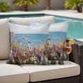 thumbnail image 2 of Outdoor Pillow Cover Spring Flowers Ocean Set of 2 Waterproof Throw Pillowcases Oil Painting Decorative Patio Furniture Pillows for Couch Garden Indoor & Outdoor Use, 2 of 9