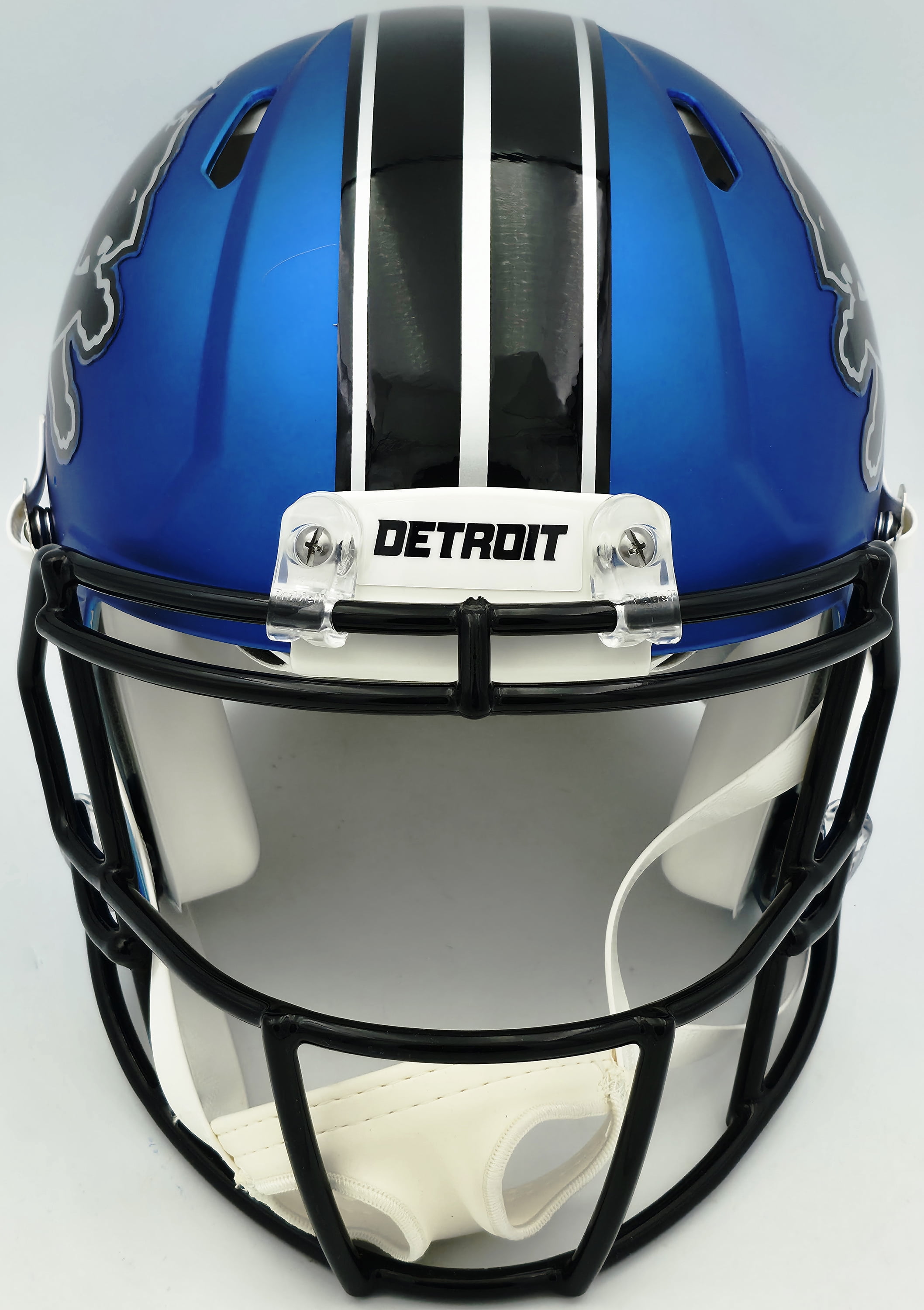 Barry Sanders Autographed Detroit Lions 2024 Alternate Blue Full Size Speed Authentic Helmet Beckett BAS QR Stock #260176