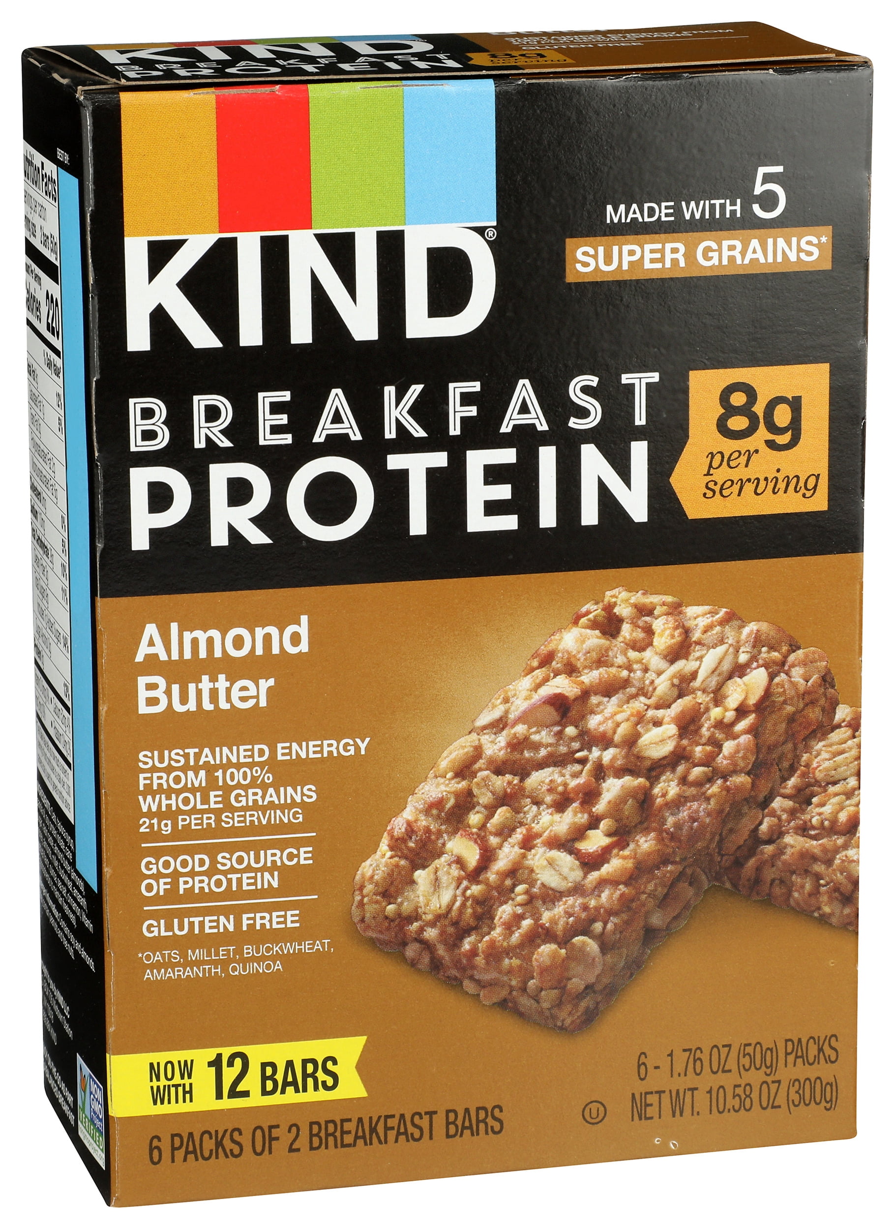 Pack of 5, Kind Almond Butter Breakfast Protein Bars, 10.58 oz